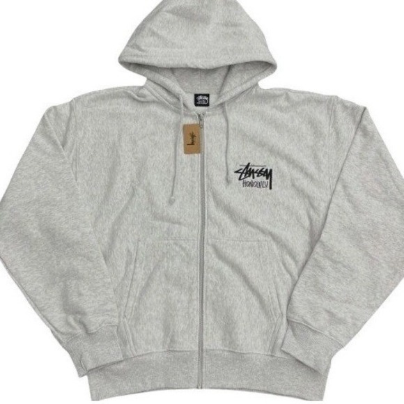 Stussy Honolulu Chapter Ash Grey Full Zip Hoodie Sweatshirt Jacket Mens XL - Picture 5 of 8